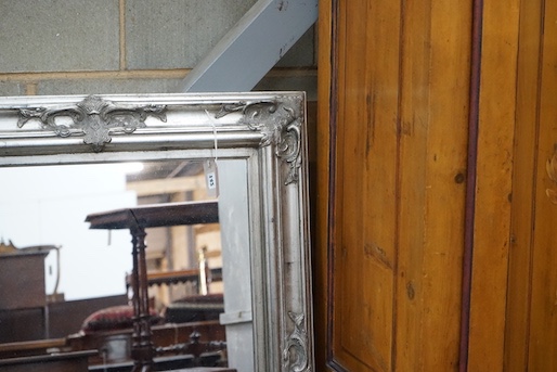 A Victorian style rectangular silvered wall mirror, width 86cm, height 118cm